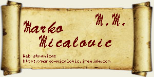 Marko Mićalović vizit kartica